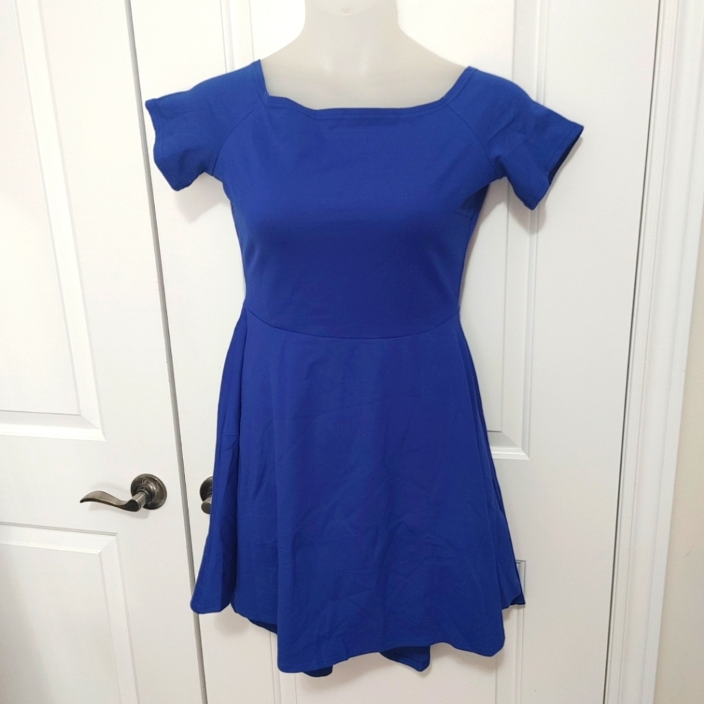 Blue fit flare dress size large